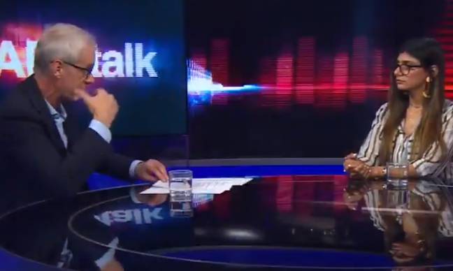 Mia Khalifa speaks to Stephen Sackur. Credit: BBC