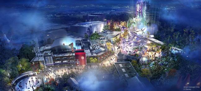 The first image of Avengers Campus. Credit: Disney/Marvel