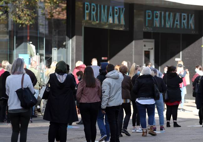 Shoppers outside a Primark store last November, the day before England went into its second lockdown. Credit: PA