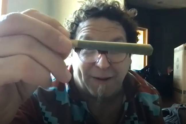 Adam showing off one of the king-size joints. Credit: LADbible