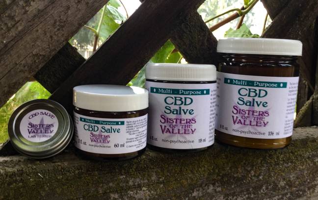 The sisters' CBD products. Credit: SWNS