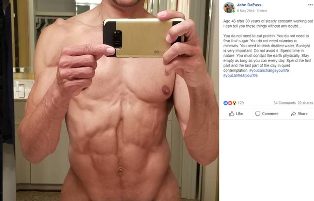 John's Facebook post claims that humans don't need protein and vitamins. Credit: Kennedy News and Media