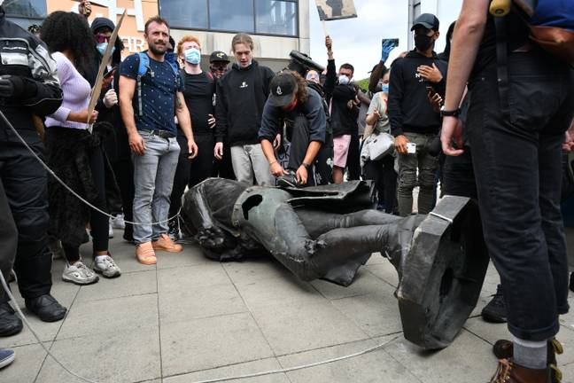 Protesters ripped down the statue to 17th century slave trader Edward Colston. Credit: PA