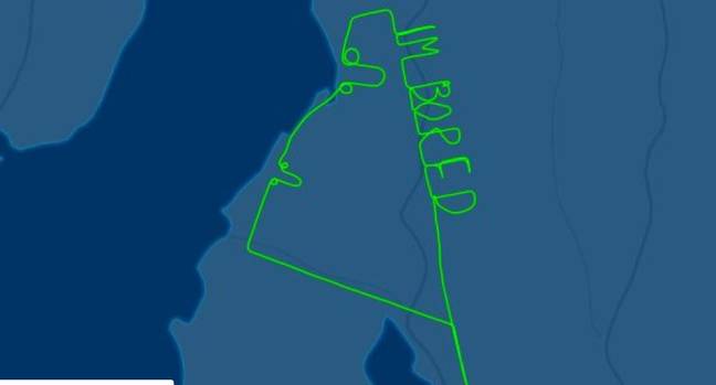 The message was only visible to those following his progress using flight tracking software. Credit: Flightaware