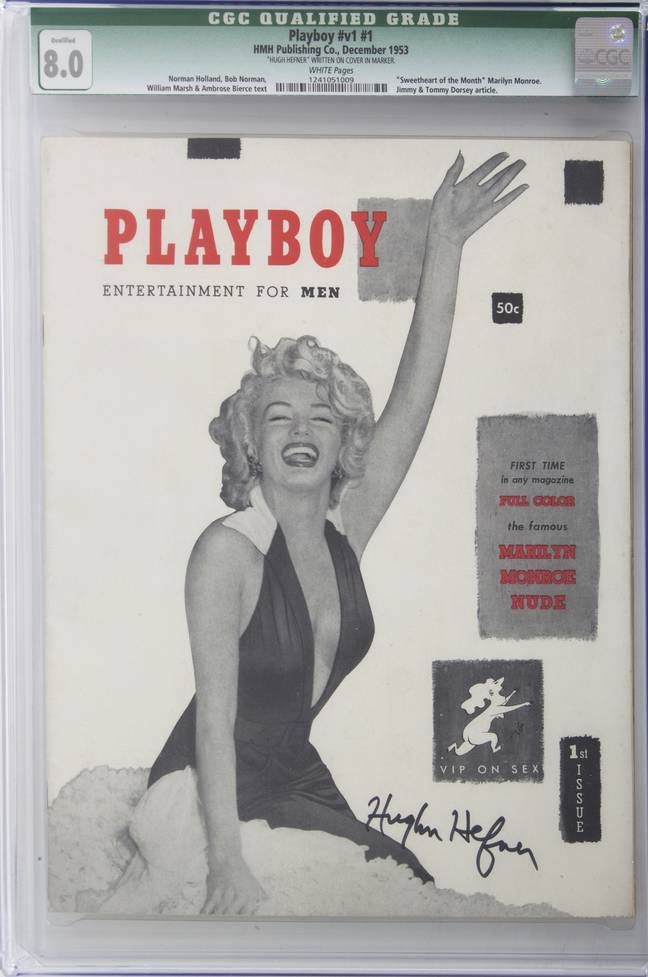 An auction handout of the first issue of Playboy magazine from 1953. Credit: PA