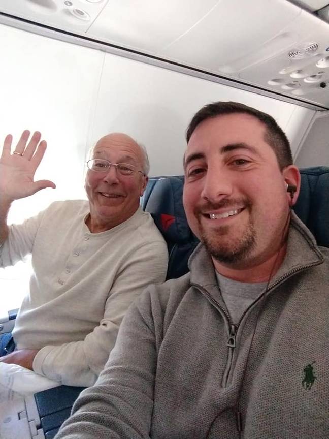 Hal and Mike bumped into each other during their flight to Detroit. Credit: Facebook/Mike Levy