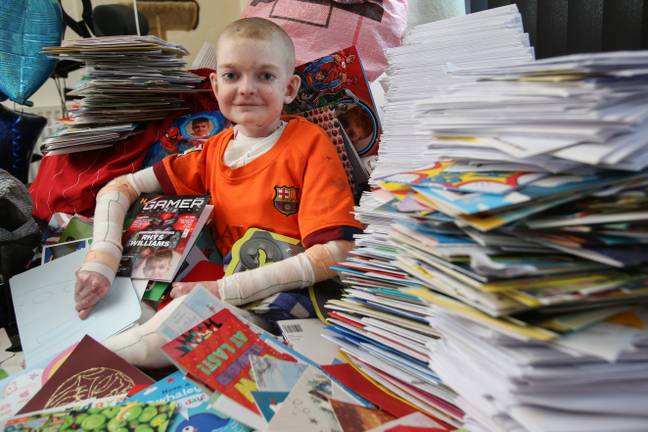 Rhys Williams has received more than 10,000 cards from across the globe. Credit: SWNS