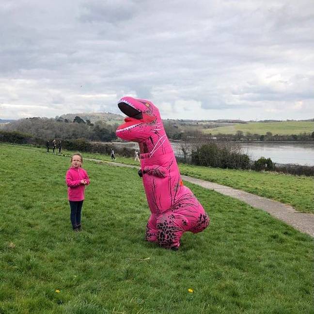 Another dino cosplayer in the park. Credit: PA Real Life