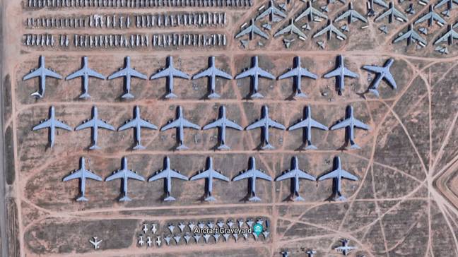 Google Maps Shows Mysterious 'Aircraft Graveyard' Of Abandoned Planes. Credit: Google Maps