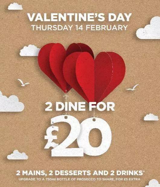 The romantic meal could be the perfect present for your lover. Credit: Wetherspoon