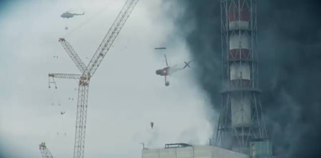 HBO's re-imagining is almost a mirror image of the MI-8 crash. Credit: HBO