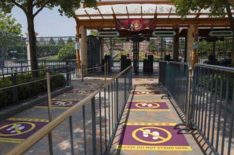 The queuing measures will ensure a two metre distance is kept. Credit: Shanghai Disneyland