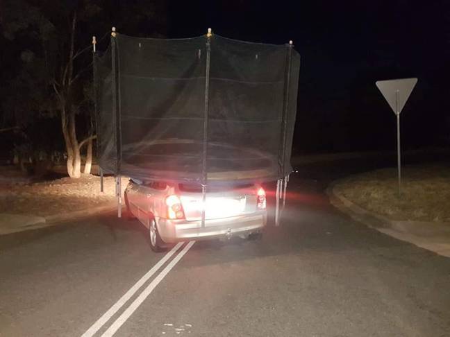 Australian Police Share Hilarious Photo Of Car Carrying Trampoline On ...