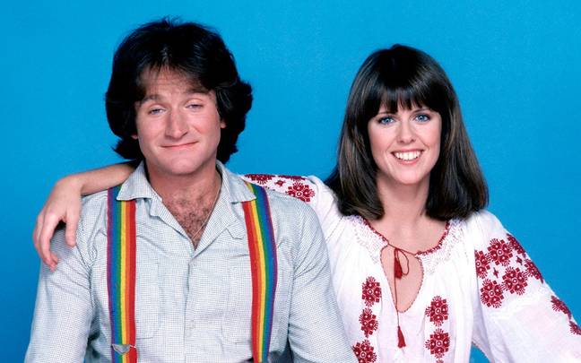 Williams and co-star Pam Dawber in 'Mork &amp; Mindy'. Credit: ABC