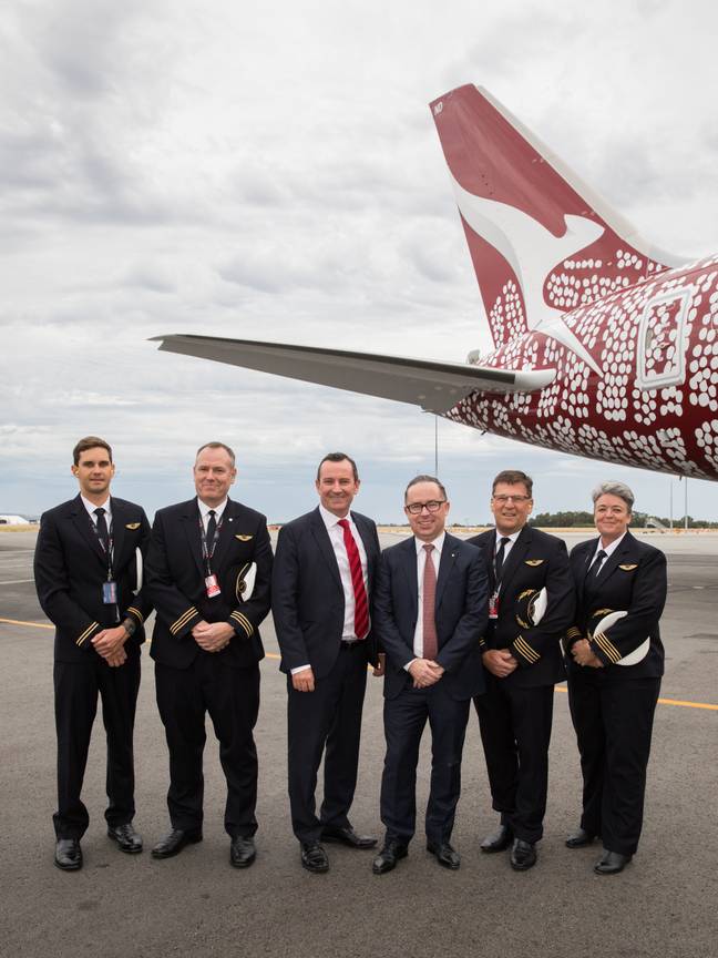 Qantas CEO Alan Joyce with West Australian Premier Mark McGowan. Credit: Qantas