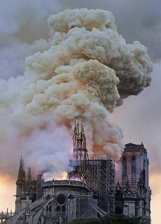 Smoke rises from Notre Dame cathedral. Credit: PA