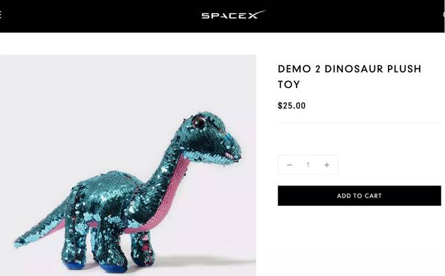 The toy quickly disappeared from the site. Credit: SpaceX