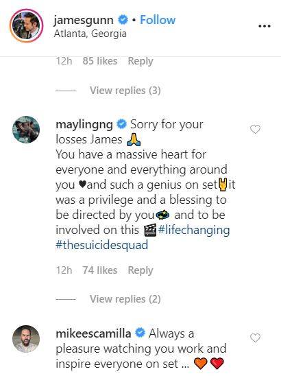 Some of the comments on Gunn's post. Credit: Instagram/jamesgunn
