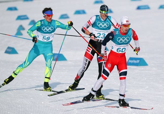 Max Hauke (middle) at the PyeongChang Winter Olympics in 2018. Credit: PA