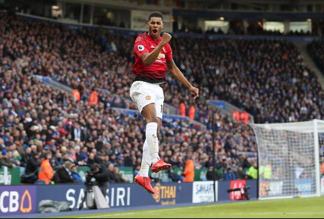 Rashford celebrates a goal earlier this year. Image: PA Images
