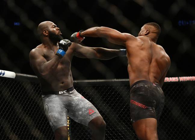 Ngannou, right, ended his latest fight inside a minute. Image: PA Images