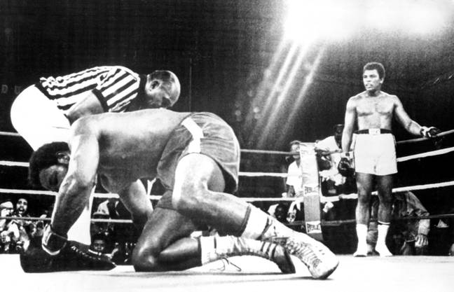 Ali after knocking down Foreman. Image: PA Images
