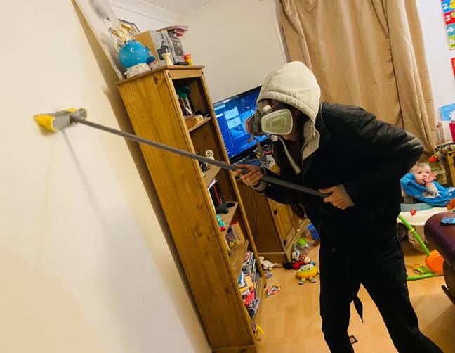 Christina and her hubby were forced to scrub the entire living room (Credit: Kennedy News Media)