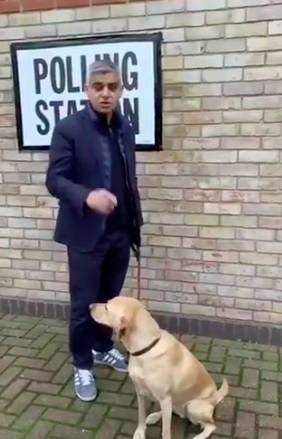 London Mayor Sadiq Khan turned up with his dog (Credit: Twitter)
