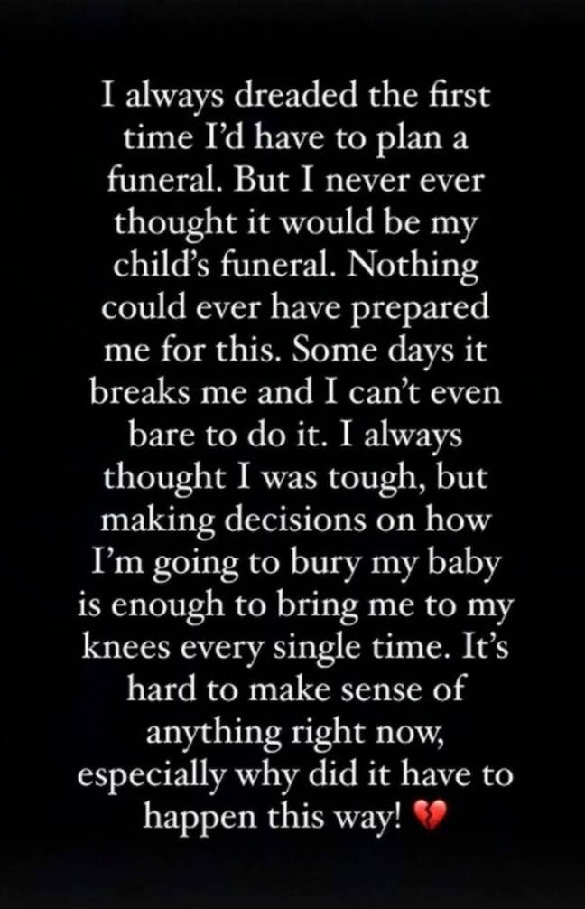 Ashley Cain spoke about planning Azaylia's funeral on Instagram (Credit: Ashley Cain/ Instagram)