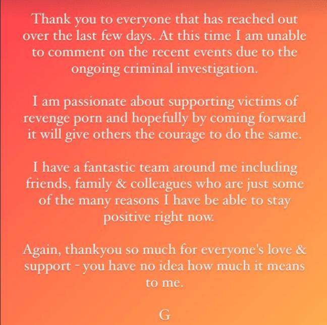 Georgia Harrison posted a statement on Instagram on Monday (Credit: Georgia Harrison/Instagram)