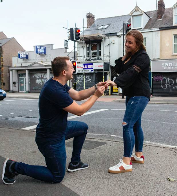 It's certainly a memorable proposal - congrats guys! (Credit: SWNS)