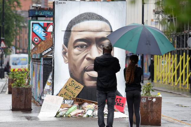  A portrait of George Floyd in Manchester. His death has ignited anti-racism protests all over the world (Credit: PA)