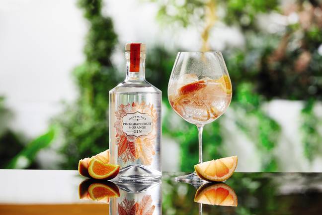 Fruity flavours include the crisp and refreshing Pink Grapefruit &amp; Orange Gin, £15.99 (Credit: Aldi)