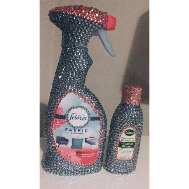 Lover of glitz @BlingThing_x coated her Febreeze bottle in candy coloured rhinestones (Credit: Instagram @BlingThing_X)