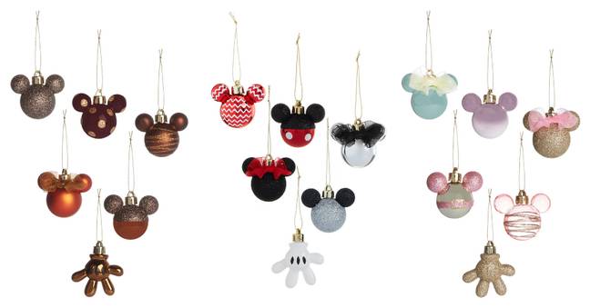 You can get your hands on the mouse head shaped baubles for £4 a pack, which all feature a bauble in the shape of Mickey's hand (Credit: Primark)