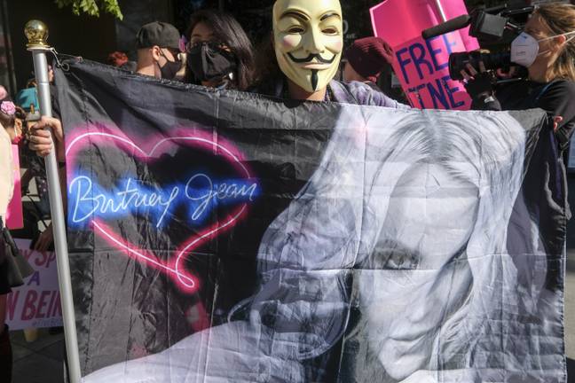 A fan at a #FreeBritney protest in Los Angeles (Credit: PA)