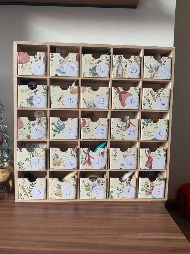 The student, 24, shared how she made the advent calendar with money-saving community LatestDeals.co.uk. (Credit: Steph Bamber) 