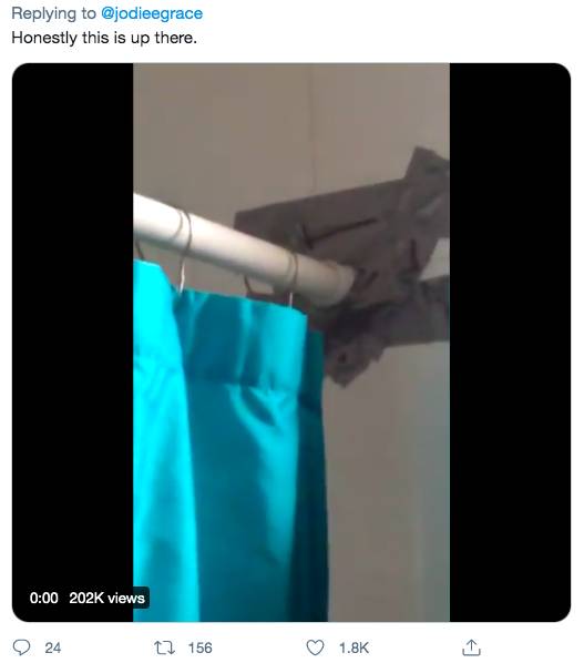 No shower curtain, no problem! (Credit: Twitter)