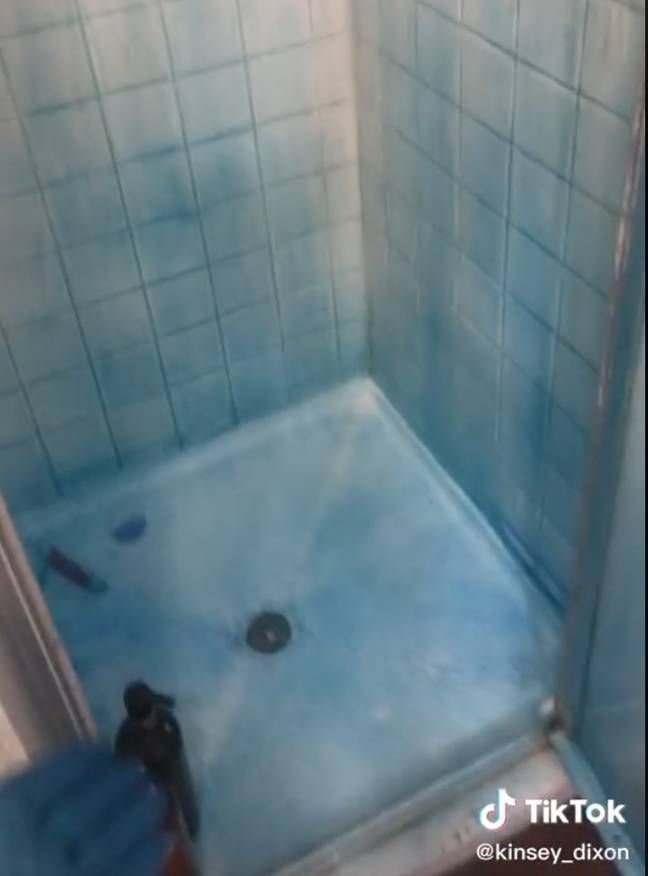 Kinsey also got blue hair dye all over her bathroom (Credit: Kinsey_Dixon/TikTok)
