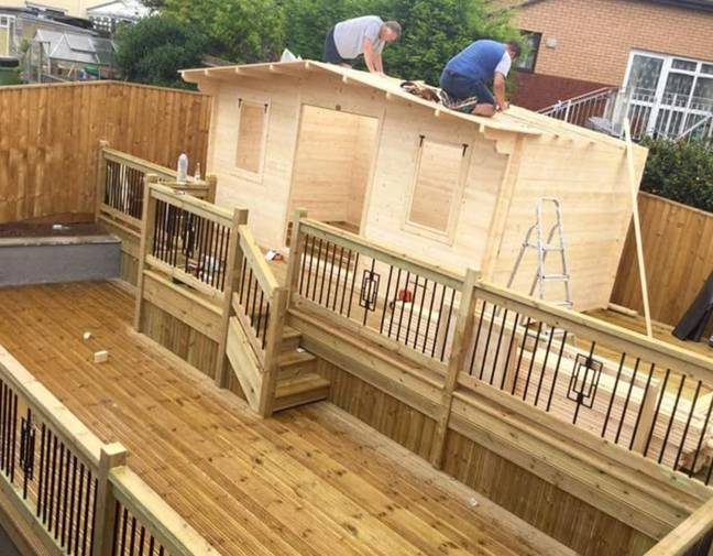 The back garden boozer took five months to build and cost just over £4,000 (Credit: Caters)