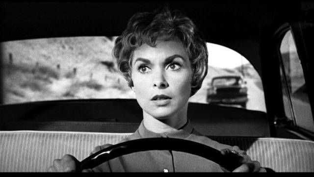 Marion Crane (Janet Leigh) is on the run in the film, after stealing money. (Credit: Paramount Pictures)