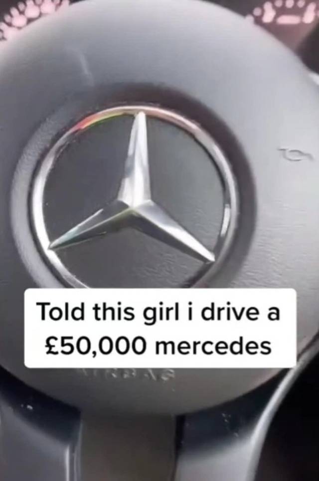 A man fooled a girl he was dating into thinking he had a £50,000 Mercedes (Credit: TikTok)