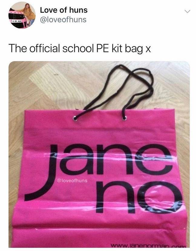 The chain's iconic plastic string bags were a the perfect school PE kit carrier (Credit: Love of Huns / Instagram)