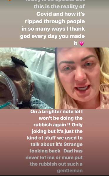 Gemma was in tears in the emotional video as her dad was on a ventilator (Credit: Instagram - gemmacollins)