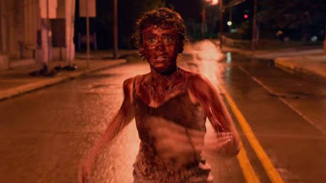 Sydney can be seen running from police, covered in blood (Credit: Netflix)