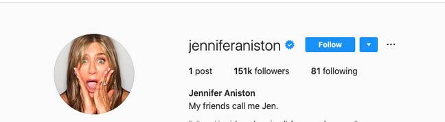 Jennifer Aniston already has thousands of Instagram followers Credit: Instagram/ Jennifer Aniston