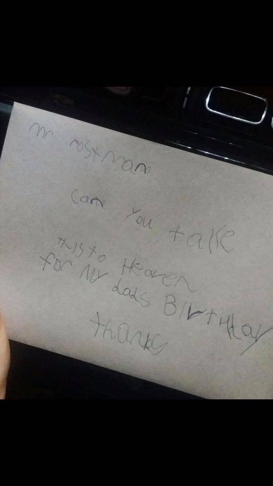Jase sent the letter for his dad's birthday. Credit: Supplied 