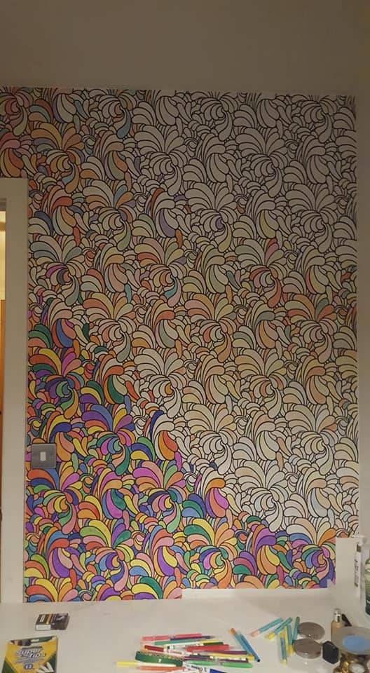 Jade has been colouring in her wallpaper and finds it relaxing. Credit: Facebook/Jade Louie