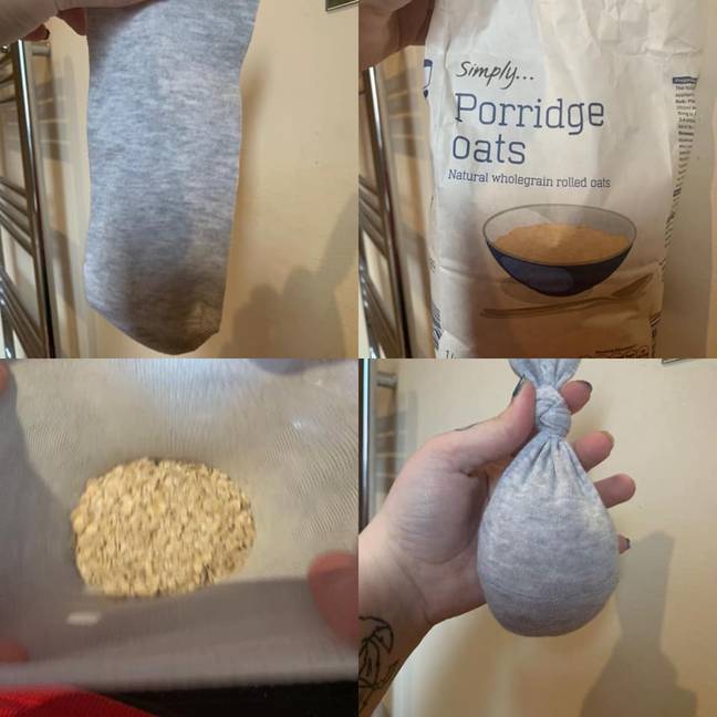 Kasey shared how to prepare an oatmeal bath online (Credit: Kasey Axall)