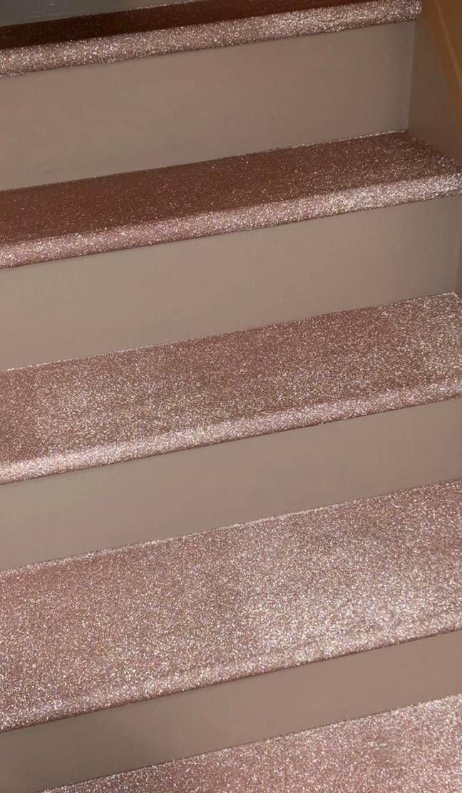 The Fablon helped create the shimmery appearance of Adele's stairs (Credit: Caters)